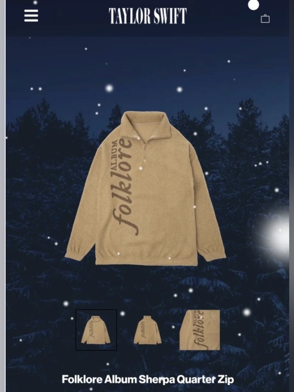 Taylor Swift Beige Folklore Sherpa Quarter-Zip Sweater
